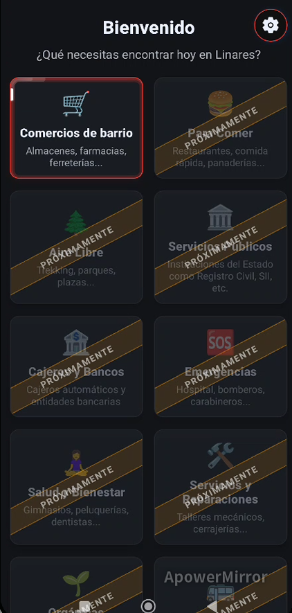 Pantalla de bienvenida