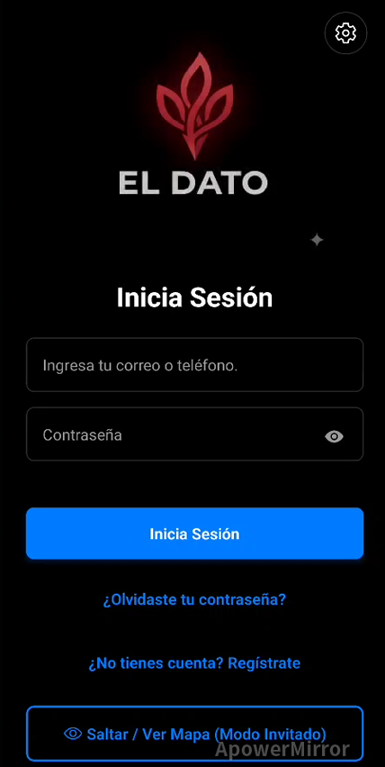 Pantalla de inicio de sesión